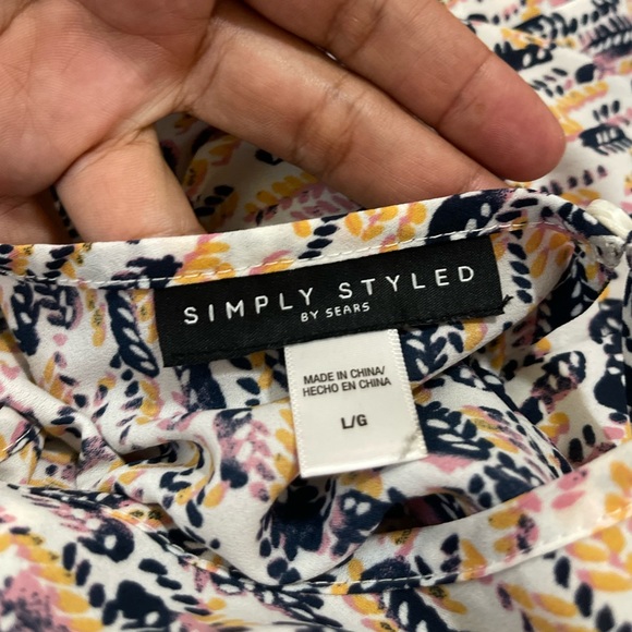 Simply Styled by Sears L Large Pink Blue Abstract Sleeveless Tiered Top - Picture 3 of 6